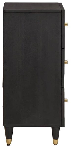 Széf fiókkal polcokkal Fekete 40 x 33 x 75 cm Tömör Mangófát