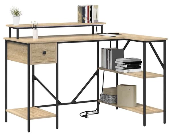Asztal fiókkal sonoma tölgy 120 x 79 x 86.5 cm Faanyag