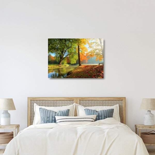 Kép - Nyugodt őszi táj (üvegen) (70x50 cm)