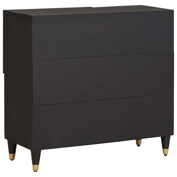 Széf polcokkal tárolóval Fekete 80 x 33 x 75 cm Tömör Mangófát