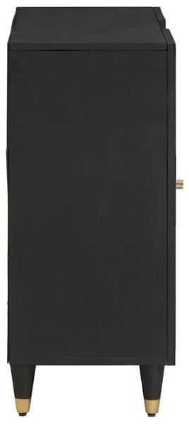 Széf polcokkal tárolóval Fekete 90 x 33 x 75 cm Tömör Mangófát