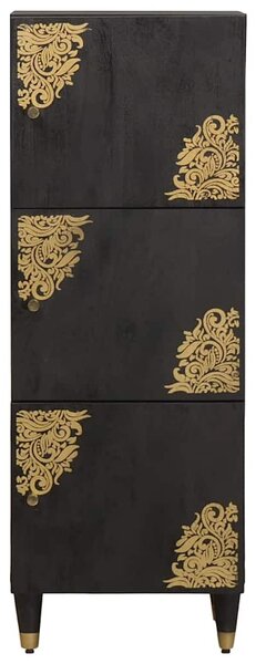 Magasfiú polcokkal Fekete 40 x 33 x 110 cm Tömör Mangófát