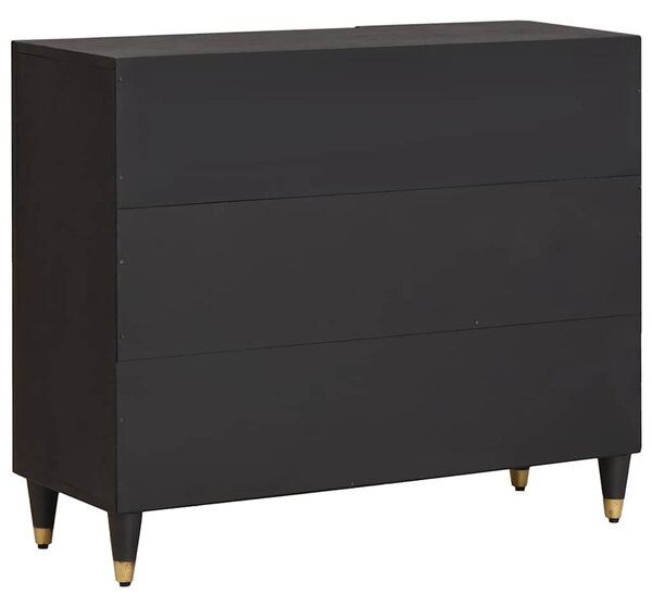 Széf polcokkal tárolóval Fekete 90 x 33 x 75 cm Tömör Mangófát
