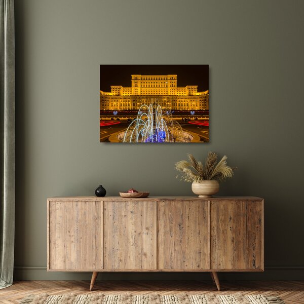 Kép - A Parlament palotája, Bukarest, Románia (üvegen) (70x50 cm)