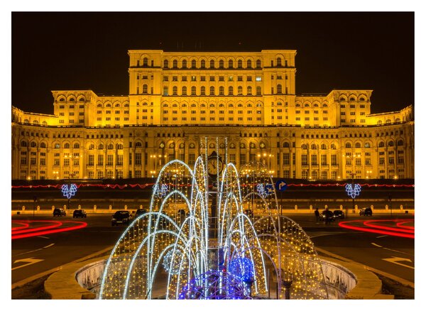 Kép - A Parlament palotája, Bukarest, Románia (üvegen) (70x50 cm)