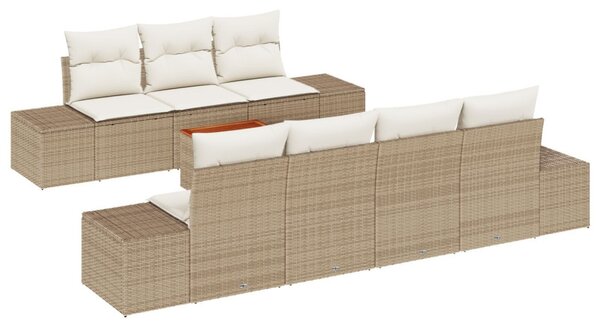 Kerti Kanapé Szett tárolóval 8 pcs Beige és krém polirattan