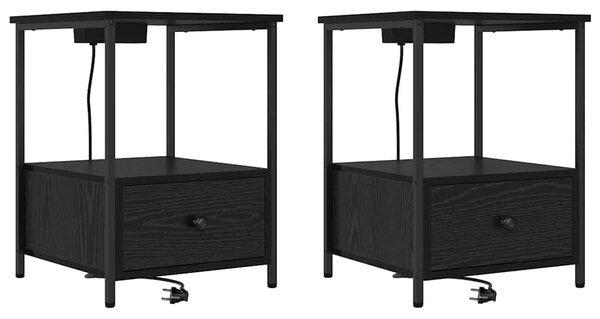 Éjjeliszekrény 2 pcs Fekete tölgy 42 x 41 x 56 cm Faanyag