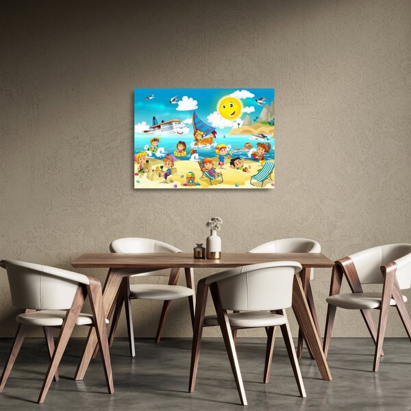 Kép - Egy nap a tengerparton (üvegen) (70x50 cm)