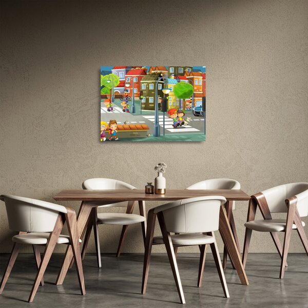 Kép - gyermek város (üvegen) (70x50 cm)