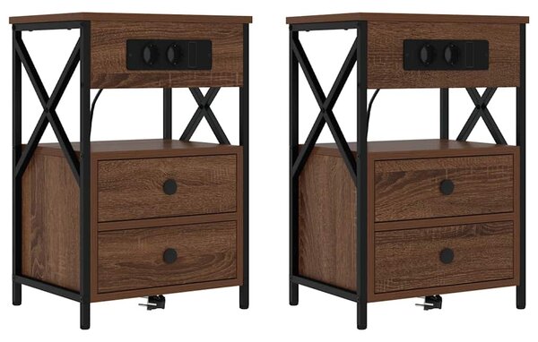 Éjjeliszekrény 2 pcs Barna Tölgy 40 x 31 x 60 cm Faanyag