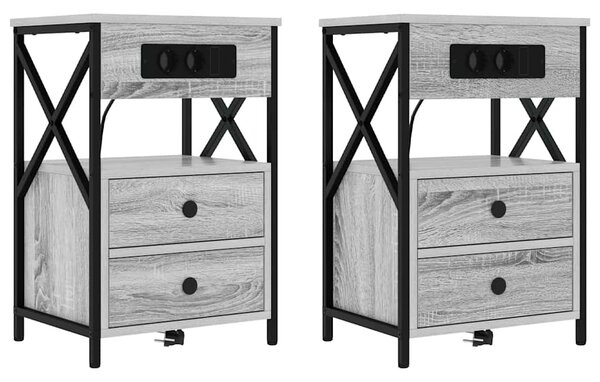 Éjjeliszekrény 2 db Szürke Sonoma 40 x 31 x 60 cm Szerelt Fa