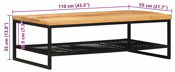 Dohányzóasztal Barna és fekete 110 x 55 x 35 cm Tömör Mangófát