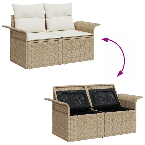 Kerti Kanapé Szett párnával tárolóval 7 pcs Bézs Poli rattan