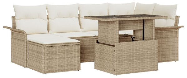 Kerti Kanapé Szett párnával tárolóval 7 pcs Bézs Poli rattan