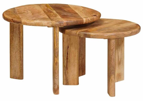 Egymásba helyezhető asztalok 2 pcs Barna Tömör Mangófát