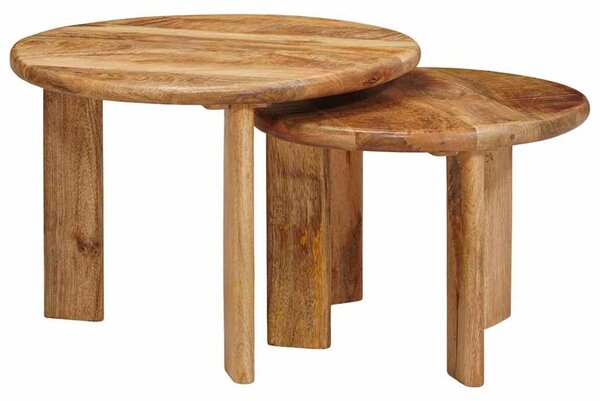 Egymásba helyezhető asztalok 2 pcs Barna Tömör Mangófát