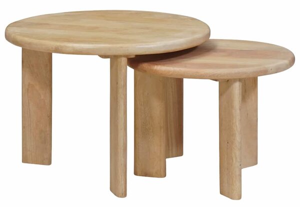 Egymásba helyezhető asztalok 2 pcs Fekete Tömör Mangófát