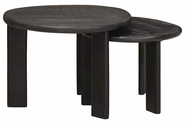 Egymásba helyezhető asztalok 2 pcs Fehér Tömör Mangófát