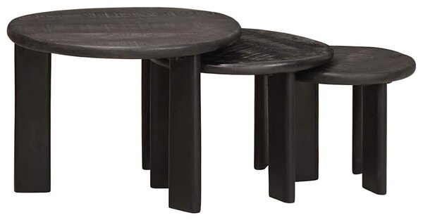 Egymásba helyezhető asztalok 3 pcs Fehér Tömör Mangófát