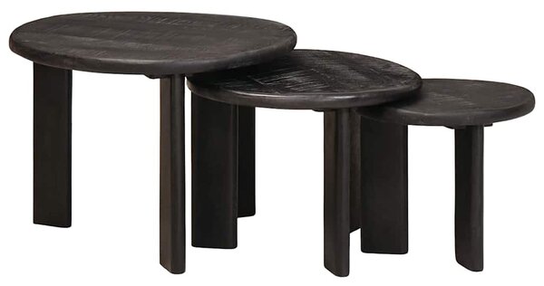 Egymásba helyezhető asztalok 3 pcs Fehér Tömör Mangófát