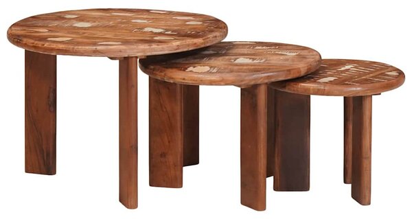 Egymásba helyezhető asztalok 3 pcs Szilárd újrahasznosított fa