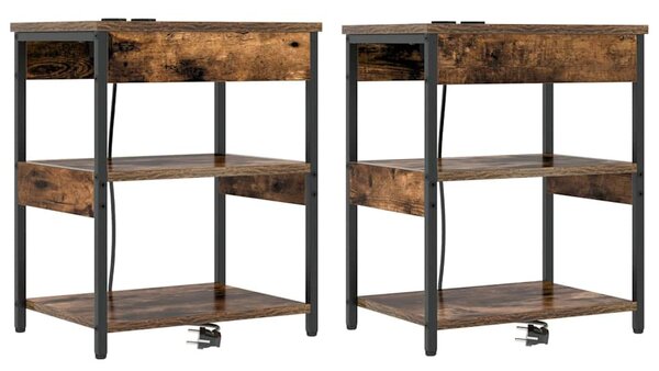 Éjjeliszekrény 2 pcs Füstölt tölgy 41 x 31 x 51 cm Faanyag