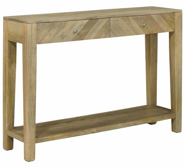 Konzolasztal Természetes szürke 110 x 30 x 80 cm Tömör Mangófát
