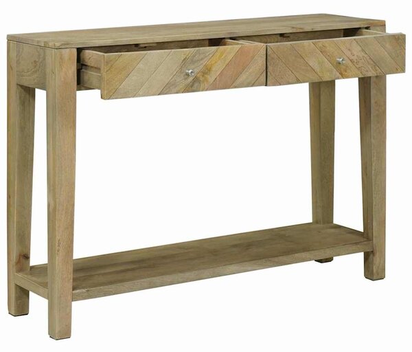 Konzolasztal Természetes szürke 110 x 30 x 80 cm Tömör Mangófát