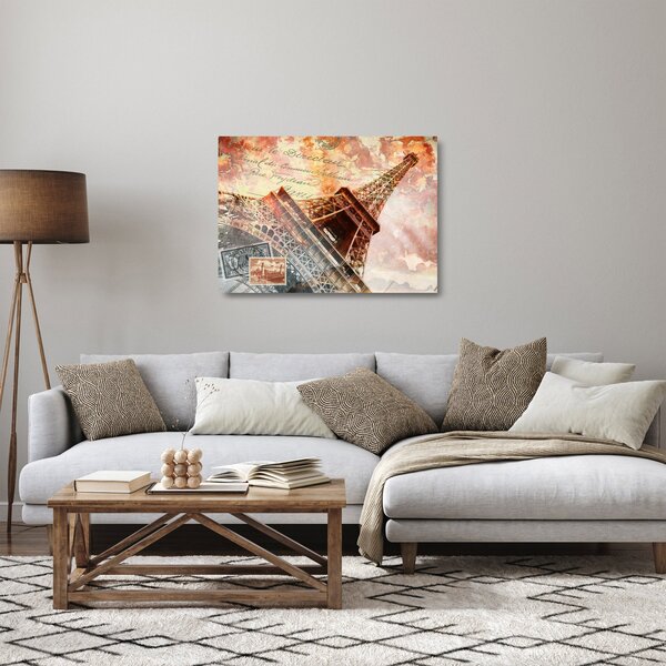 Kép - Eiffel-torony vintage stílusban (üvegen) (70x50 cm)