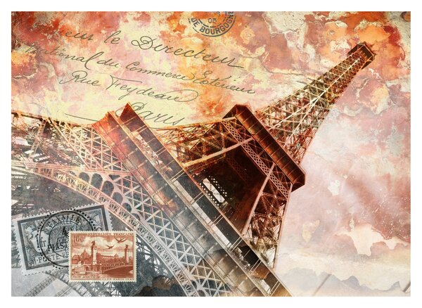 Kép - Eiffel-torony vintage stílusban (üvegen) (70x50 cm)
