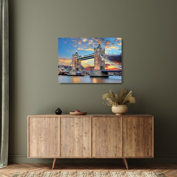Kép - Tower Bridge, London, Anglia (üvegen) (70x50 cm)