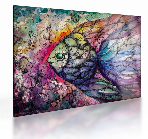 Kép - színes hal (üvegen) (70x50 cm)