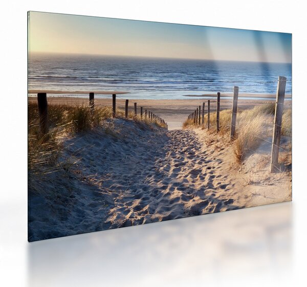 Kép - Út az északi-tengeri strandra, Hollandia (üvegen) (70x50 cm)