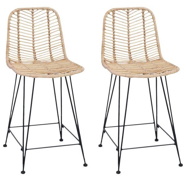 Bárszék 2 pcs Természetes 44,5 x 54,5 x 97,5 cm Rattan és Vas