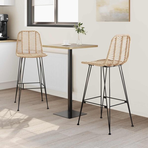 Bárszék 2 pcs Természetes 44,5 x 53 x 111 cm Rattan és Vas