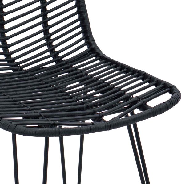 Bárszék 2 pcs Fekete 44,5 x 53 x 111 cm Rattan és Vas