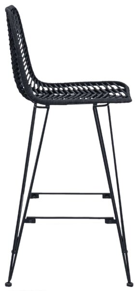 Bárszék 2 pcs Fekete 44,5 x 53 x 111 cm Rattan és Vas