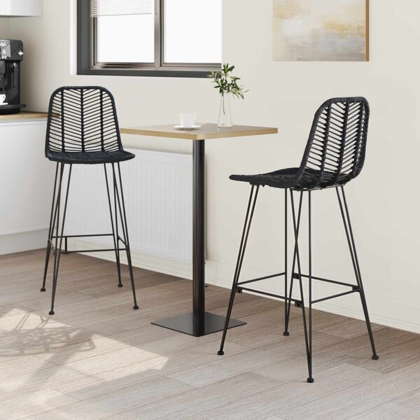 Bárszék 2 pcs Fekete 44,5 x 53 x 111 cm Rattan és Vas