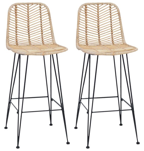 Bárszék 2 pcs Természetes 44,5 x 53 x 111 cm Rattan és Vas