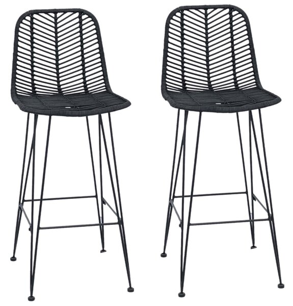 Bárszék 2 pcs Fekete 44,5 x 53 x 111 cm Rattan és Vas