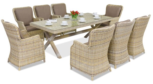 London polirattan étkészlet 8 személyes Garden Point bézs