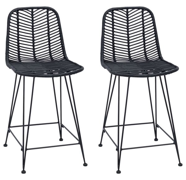 Bárszék 2 pcs Fekete 44,5 x 54,5 x 97,5 cm Rattan és Vas