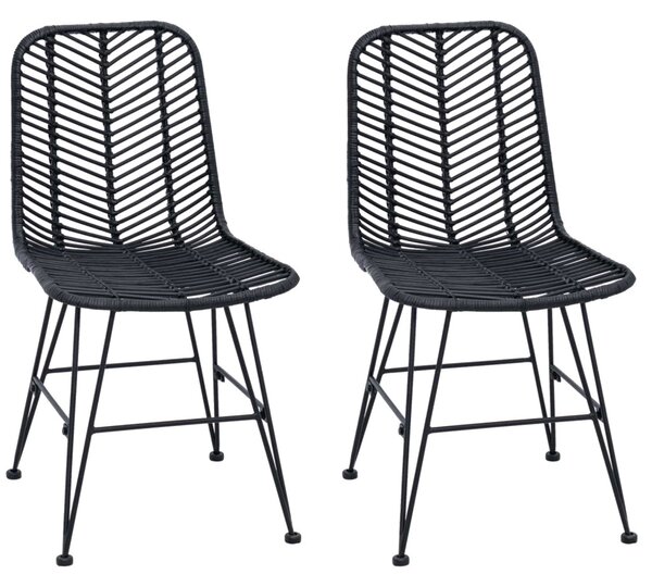 Étkezőszék 2 pcs Rattan és Vas Fekete 44,5 x 54,5 x 85 cm