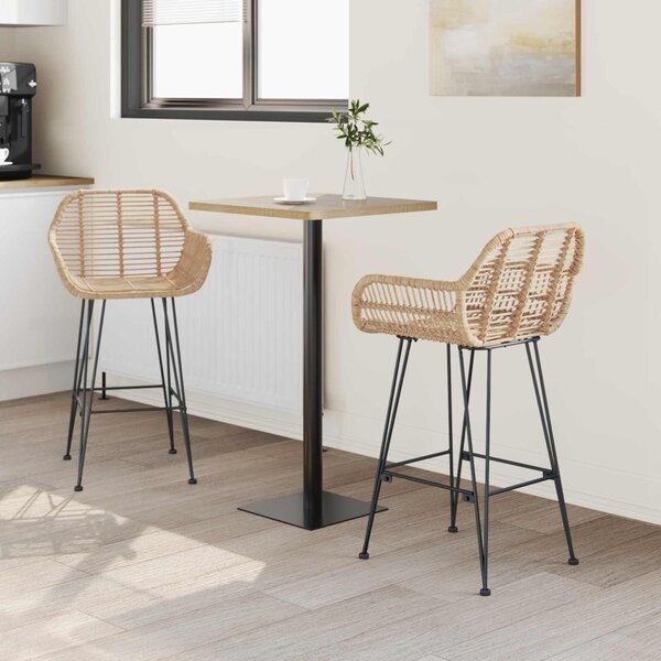 Bárszék 2 pcs Természetes 55 x 52 x 92 cm Rattan és Vas