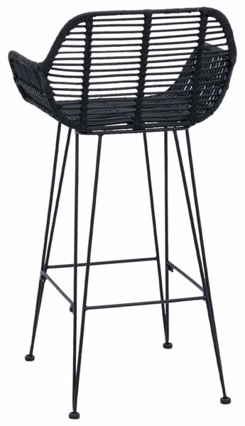 Bárszék 2 pcs Fekete 55 x 52 x 92 cm Rattan és Vas