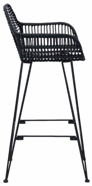 Bárszék 2 pcs Fekete 55 x 52 x 92 cm Rattan és Vas