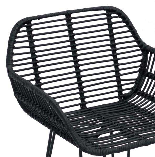 Bárszék 2 pcs Fekete 55 x 52 x 92 cm Rattan és Vas