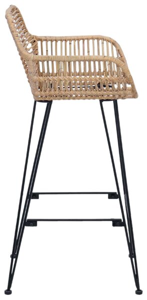 Bárszék 2 pcs Természetes 55 x 52 x 92 cm Rattan és Vas