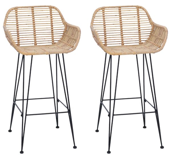 Bárszék 2 pcs Természetes 55 x 52 x 92 cm Rattan és Vas