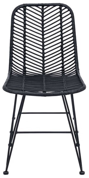 Étkezőszék 2 pcs Rattan és Vas Fekete 44,5 x 54,5 x 85 cm